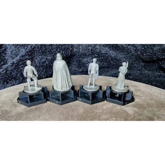 Vintage 1997 Star Wars Pewter Figurines Lot Of 4 Han Solo Leia Darth Vader Luke - Picture 3 of 6